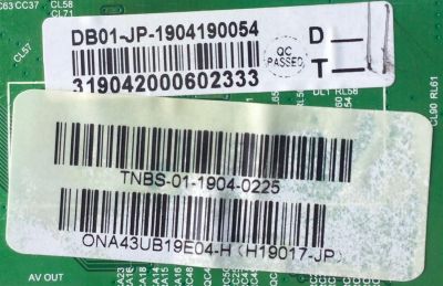 KIT DE TARJETAS PARA TV ON  / MAIN FUENTE LDD.M3458.A138 / DB01-JP-1904190054  / 319042000602333 / 1105601194Q / T-CON N4TA430UHDVN03.0_A0 / T430QVN03.0 / 900015730 / DISPLAY T430QVN03.0 / MODELO  - Imagen 4